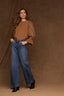 Mid Blue Denim Contour Shape Technology High Rise Sweetheart Shaped Back Yoke Sam Wide Leg Jean