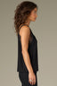 Black Sleeveless Ruched Elastic Stap V-Neck Lace Edge Side Panel Petite Woven Tank Top