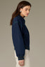 Dark Indigo Long Cinched Drop Shoulder Sleeve Collar Neck Zip Front Seaming Detail Drop In Pocket Cinched Hem Petite Bomber Jacket 