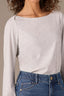 Heather Off White Long Bell Sleeve Gerber Surplus Boat Neck Petite Knit Top