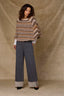 Butter Toffee Mocha Multi Sleeveless High Round Neck Striped Sweater Caplet