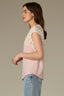 Rose Bloom Natural Extended Shoulder Cap Sleeve Scallop Lace Round Neck Yoke Yehiole Back Woven Tank Top