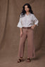 Wide Cuff Sleeve Collared Button Down Hi-Low Hem Woven Top