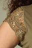 Olive Drab Pale Oak Extended Cap Sleeve Scoop Neck Scallop Crochet Detail Straight Hi-Low Hem Plus Size Knit Top