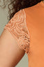 Roasted Carrot Natural Extended Cap Sleeve Scoop Neck Scallop Crochet Detail Straight Hi-Low Hem Plus Size Knit Top