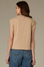 Pale Oak Extended Shoulder Cap Sleeve Scoop Neck Abstract Texture Mixed Media Woven Top