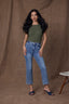 Celadon Extended Shoulder Cap Sleeve Crochet Detail Scoop Neck Back Center Die Cut Design Straight Slit Hem Knit Top