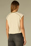 Ivory Olive Extended Shoulder Sleeve Scoop Neck Color Block Seaming Detail Cased Hem Stripe Print Knit Top