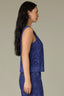 Blue Marina Sleeveless Scoop Neck Eyelet Keyhole Back Straight Slit Hem Woven Tank Top