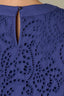 Blue Marina Sleeveless Scoop Neck Eyelet Keyhole Back Straight Slit Hem Woven Tank Top