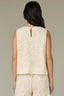 Ecru Sleeveless Scoop Neck Eyelet Keyhole Back Straight Slit Hem Petite Woven Tank Top
