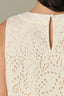 Ecru Sleeveless Scoop Neck Eyelet Keyhole Back Straight Slit Hem Woven Tank Top