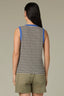 Black Cobalt Sleeveless Scoop Neck Metallic Stripe Print Straight Hem Ringer Knit Tank Top