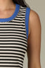 Black Cobalt Sleeveless Scoop Neck Metallic Stripe Print Straight Hem Ringer Knit Tank Top