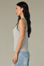 Blue Lily Jade Sleeveless Scoop Neck Metallic Stripe Print Straight Hem Ringer Petite Knit Tank Top