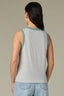 Blue Lily Jade Sleeveless Scoop Neck Metallic Stripe Print Straight Hem Ringer Petite Knit Tank Top