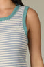 Blue Lily Jade Sleeveless Scoop Neck Metallic Stripe Print Straight Hem Ringer Petite Knit Tank Top