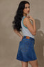 Blue Lily Jade Sleeveless Scoop Neck Metallic Stripe Print Straight Hem Ringer Knit Tank Top