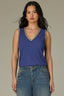 Blue Marina Black Sleeveless V-Neck Color Blocked Stripes Straight Hem Knit Tank Top