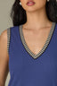 Blue Marina Black Sleeveless V-Neck Color Blocked Stripes Straight Hem Knit Tank Top