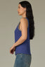 Blue Marina Black Sleeveless V-Neck Color Blocked Stripes Straight Hem Knit Tank Top
