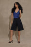 Black Contour Shape Technology Skyrise Angled Dart Seams Patch Pocket Wraparound Pockets Relaxed Bermuda Short