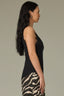 Black Sleeveless Double V-Neck Lace Straps Round Scallop Hem Knit Tank Top