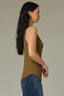 Golden Olive Sleeveless Double V-Neck Lace Straps Round Scallop Hem Knit Tank top