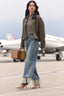 Skyrise Wide Fixed Cuff Wide Leg Jeans with Gold Accents