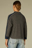 Forest Moss Ocean Teal Long Seamless Banded Sleeve Mock Neck Color Blocked Stripes Rounded Hem Knit Top