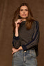 Long Banded Sleeve Mock Neck Rounded Hem Color Blocked Knit Top