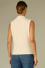 Ecru Sleeveless Mock Neck Grosgrain Detail Ribbed Knit Top