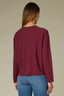 Deep Ruby Long Raglan Dolman Sleeve Faux Twofer Crew Neck Straight Hem Knit Top