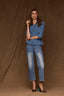 Light Blue Artisanal Denim Contour Shape Technology High Rise Slightly Arched Back Yoke Cropped Hem Bennett Barely Boot Jean