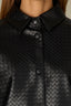 Drop Shoulder Blouson Sleeve Collar Neck Faux Leather Petite Jacket
