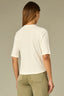 Off White Elbow Raglan Sleeve High Crew Neck Ribbed Seaming Surplus Hi-Low Hem Knit Top