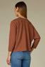 Toasted Cinnamon Long Raglan Dolman Sleeve Faux Twofer Crew Neck Straight Hem Plus Size Knit Top