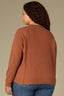 Toasted Cinnamon Long Raglan Dolman Sleeve Faux Twofer Crew Neck Straight Hem Plus Size Knit Top
