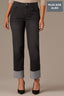 Washed Black Denim High Rise Reverse Self Panel Fixed Cuff Round Up Back Yoke Contour Shape Technology Boyfriend Plus Size Jean