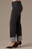 Washed Black Denim High Rise Reverse Self Panel Fixed Cuff Round Up Back Yoke Contour Shape Technology Boyfriend Plus Size Jean