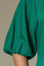Lake Green Raglan Below Elbow Bubble Sleeve Collar Neck Button Down Seaming Dart Peplum Hem Lyocell Plus Size Woven Top