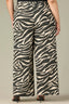 Charcoal Ecru Luxe Leisure Skyrise Elastic Glider Pull-On Waist Triple Pleat Zebra Print Plus Size Palazzo Pant