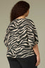 Charcoal Ecru Dolman Elbow Bubble Sleeve Split V-Neck Center Seam Straight Hem Zebra Print Plus Size 