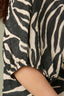 Charcoal Ecru Dolman Elbow Bubble Sleeve Split V-Neck Center Seam Straight Hem Zebra Print Plus Size 