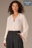 Antique Cloth Long Romantic Double Ruffle Flutter Sleeve Split V-Neck Button Keyhole Front Center Seam Placket Round Hem Plus Size Woven Top