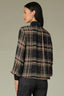 Black Green Multi Long Sleeve Mock Neck Ribbed Banded Edge Back Half Zip Double Layer Shirttail Hem Plaid Print Plus SIze Woven Top