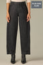 Washed Black Artisanal Denim Contour Shape Technology Skyrise Angled Side Seams Dart Seams Side Panel Plus Size Relaxed Trouser Barrel Leg Jean