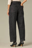 Washed Black Artisanal Denim Contour Shape Technology Skyrise Angled Side Seams Dart Seams Side Panel Plus Size Relaxed Trouser Barrel Leg Jean