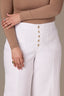 White Skyrise Button Fly Seaming V-Shaped Back Yoke Contour Shape Technology Wide Leg Plus Size Pant