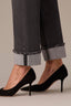 Washed Black Artisanal Denim Contour Shape Technology High Rise Clean Finish Fray Cuffed Hem Boyfriend Plus Size Jean